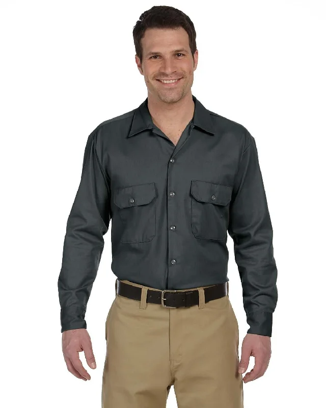 Savings Bonanza Dickies Long Sleeve Work Shirt | Charcoal