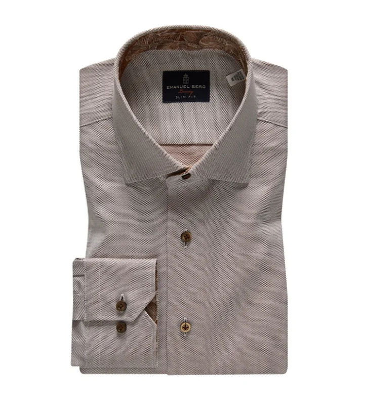 Instant Savings Dobby Sport Luxury Shirt SF17496 Brown