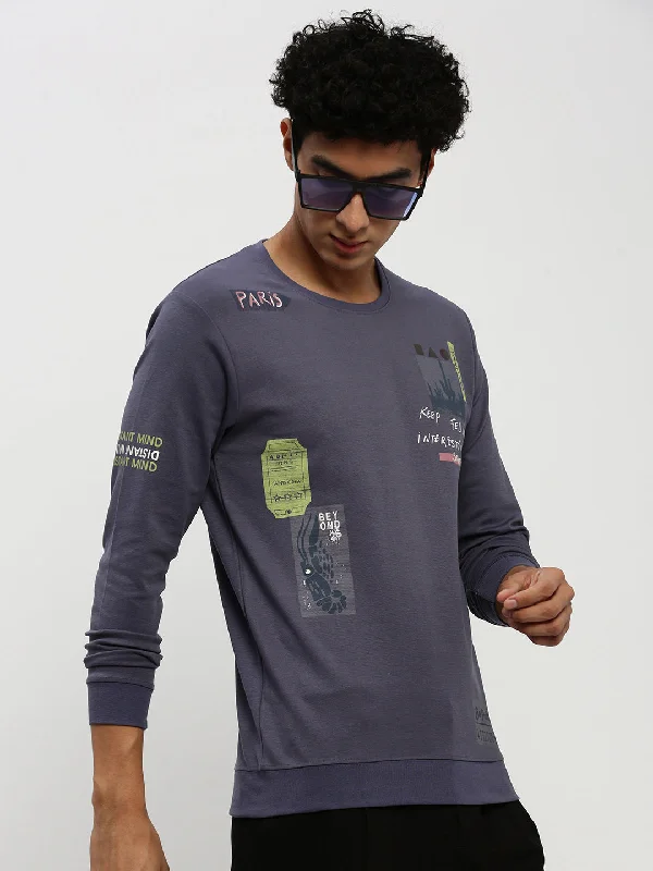 Daily Specials Men Navy Typographic Sweatshirt