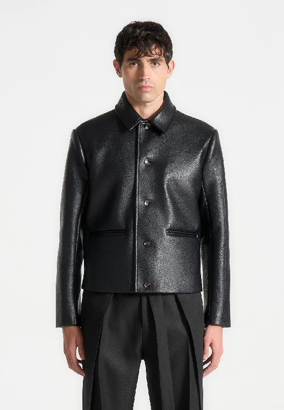 Lowest Price Pebbled Leather Jacket - Black