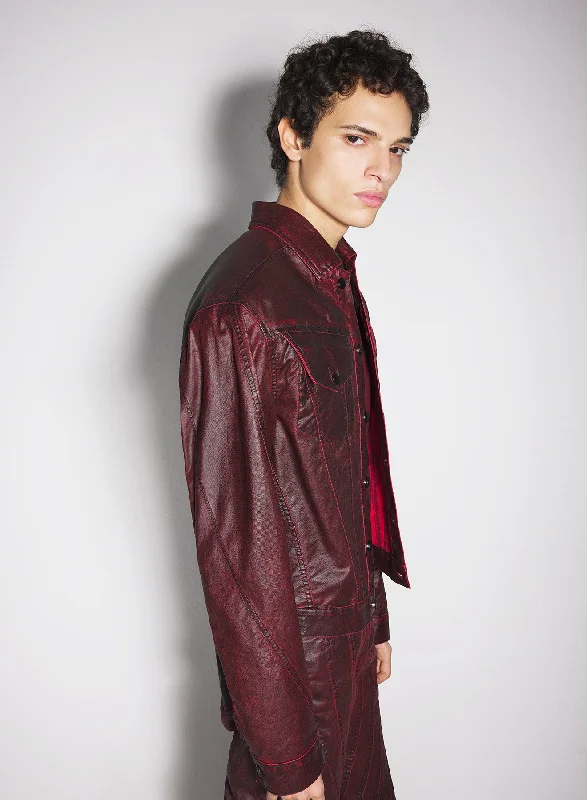 Hurry Up burgundy waxed denim jacket