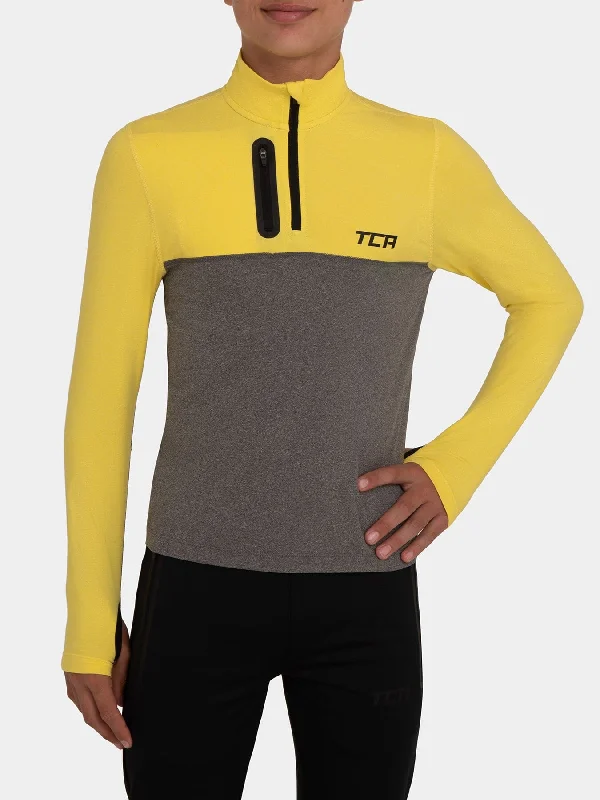 Super Sale Fusion Half Zip Running Top For Boys with Thumbholes & Chest Zip Pocket
