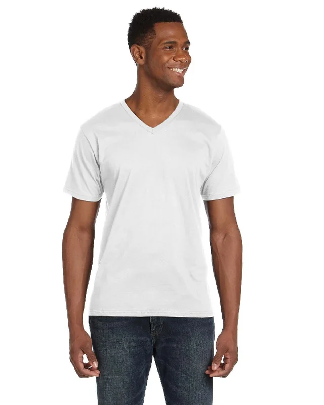 Pay Less Anvil Fashion Fit V-Neck T-Shirt | White