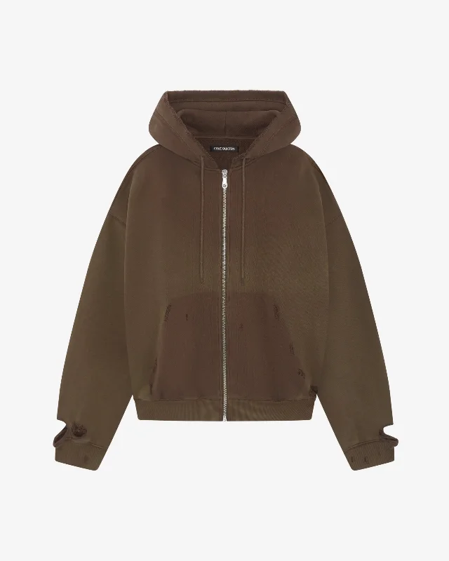 Big Discounts DISTRESSED ZIPPED HOODIE