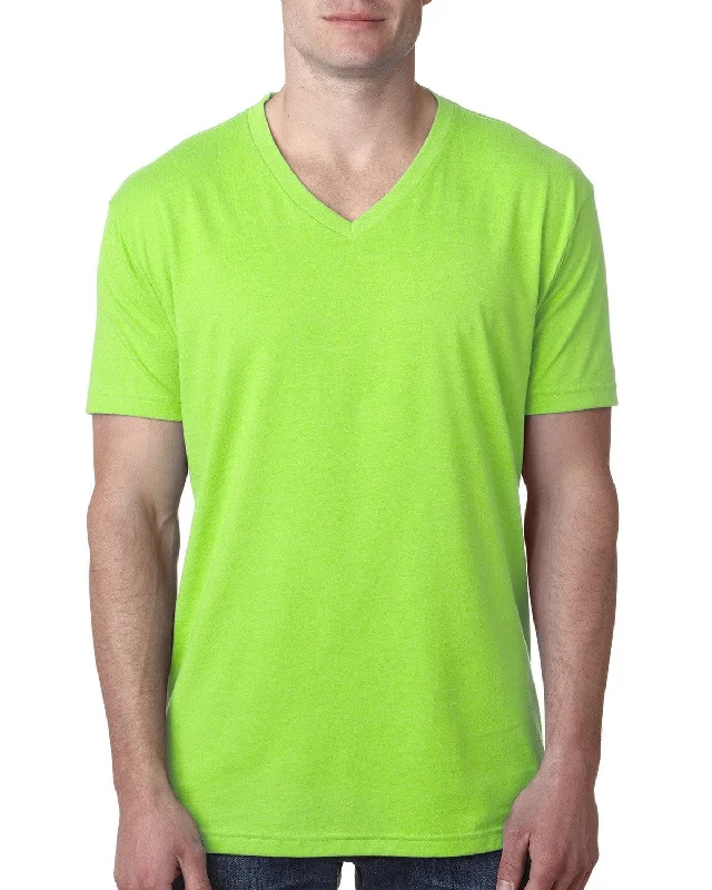 Seasonal Sale Next Level Mens Premium CVC V-Neck Tee | Neon Hthr Green