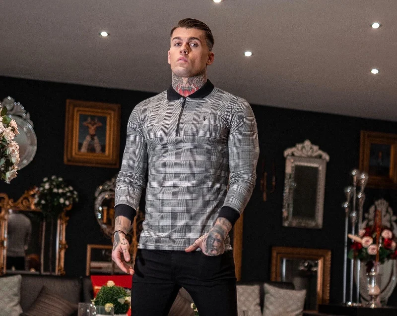 Weekend Deals That Dazzle Father Sons Prince Of Wales Zipped Long Sleeve Polo Shirt- FSH437 Weekend Deals That Dazzle Father Sons Prince Of Wales Zipped Long Sleeve Polo Shirt- FSH437