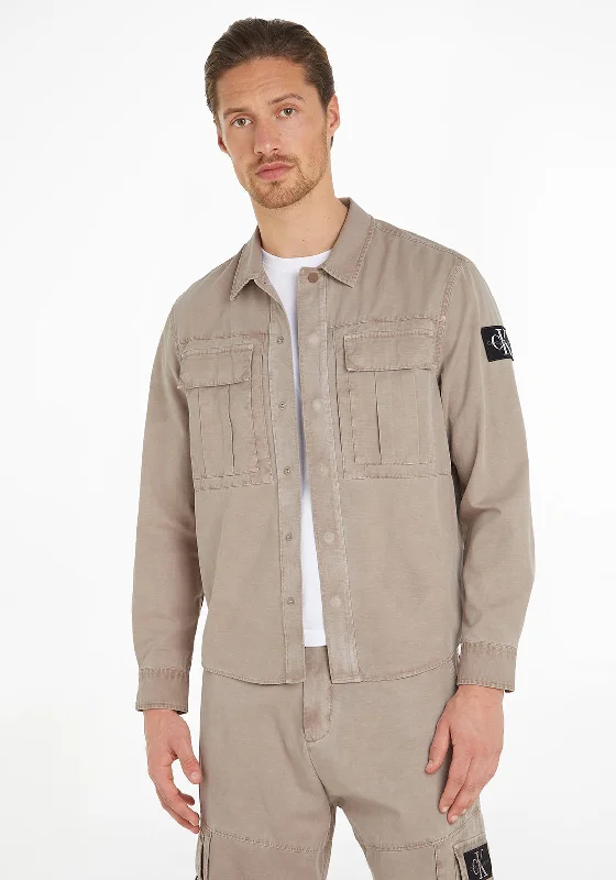 Year-End Sale Calvin Klein Jeans Cotton Twill Overshirt, Shitake