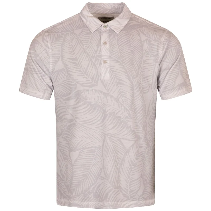 Weekend Extravaganza: Shop Now Delray Large Palm Leaf Print Polo White Heather - SS24 Weekend Extravaganza: Shop Now Delray Large Palm Leaf Print Polo White Heather - SS24