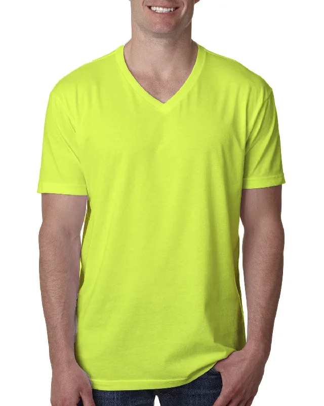 Unbeatable Prices Next Level Mens Premium CVC V-Neck Tee | Neon Yellow