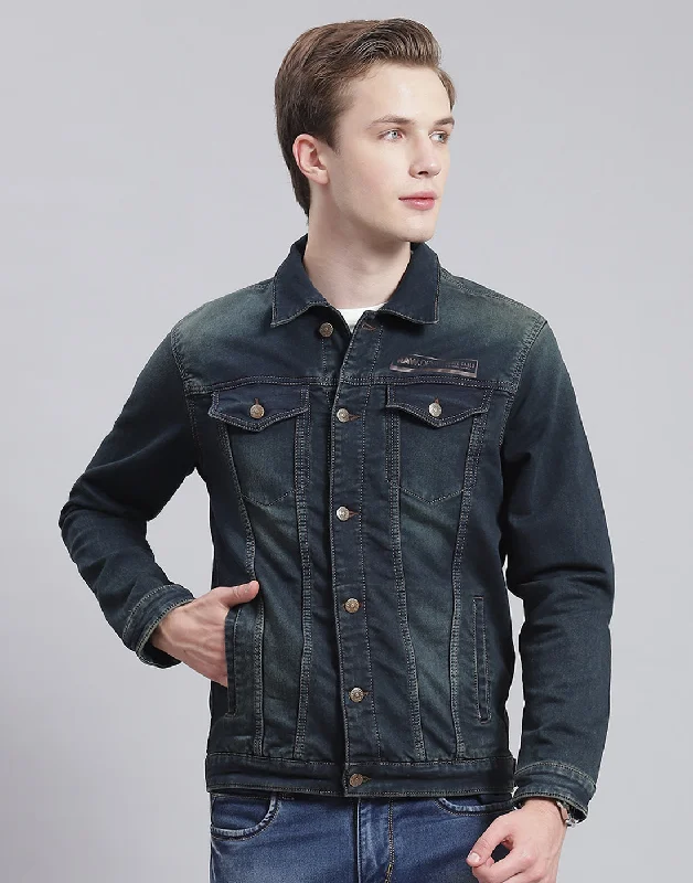 Exclusive Offers Men Blue Solid Collar Full Sleeve Jacket