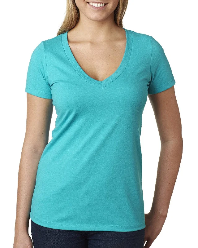 Instant Discount Next Level Ladies CVC Deep V-Neck Tee | Tahiti Blue
