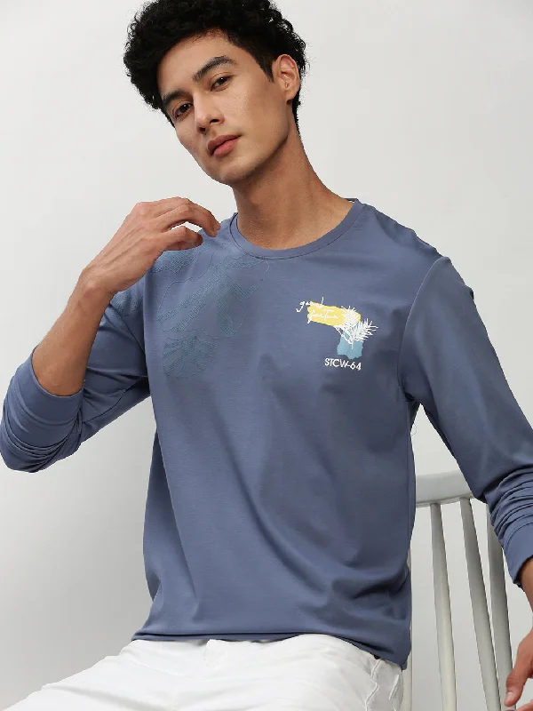 Weekend Shopping Made Better Men Blue Graphics Casual Sweatshirts