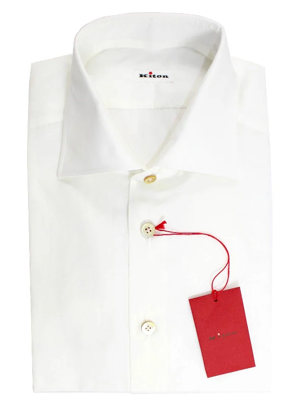 Exclusive Online Offer Kiton Dress Shirt White - Spread Collar 40 - 15 3/4 SALE