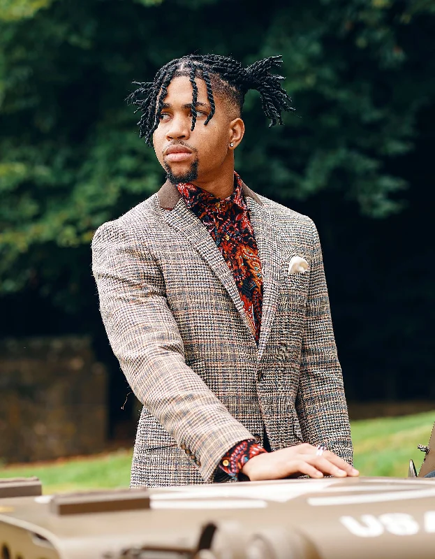 Massive Deals Brown Check Tweed Jacket