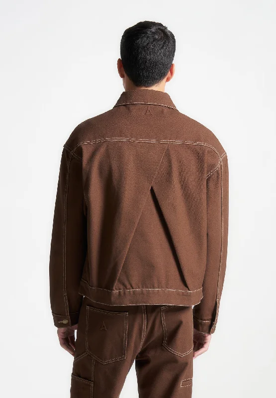 Weekend Discounts Worth Grabbing Contrast Stitch Carpenter Jacket - Brown