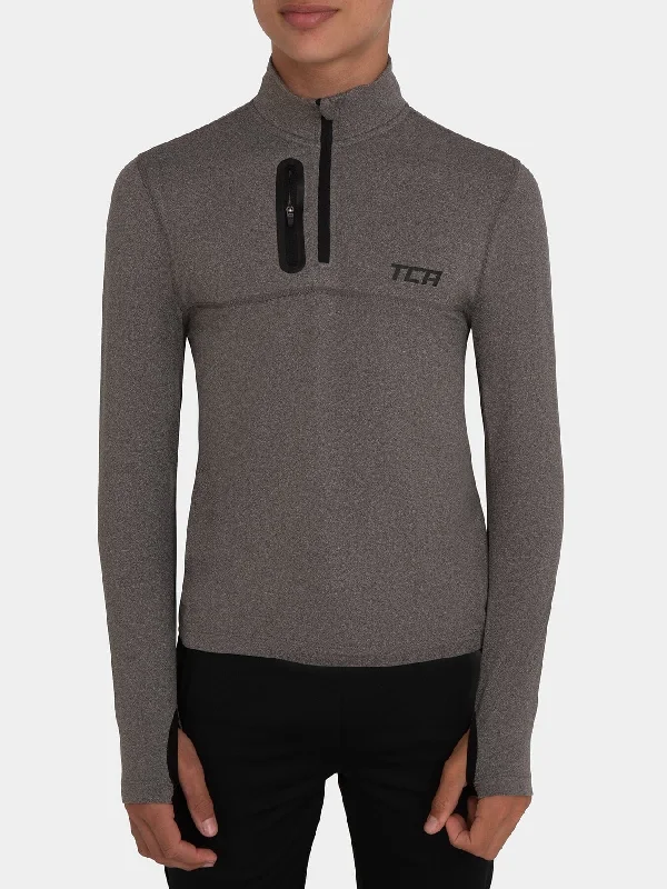 Super Bargain Fusion Half Zip Running Top For Boys with Thumbholes & Chest Zip Pocket Super Bargain Fusion Half Zip Running Top For Boys with Thumbholes & Chest Zip Pocket