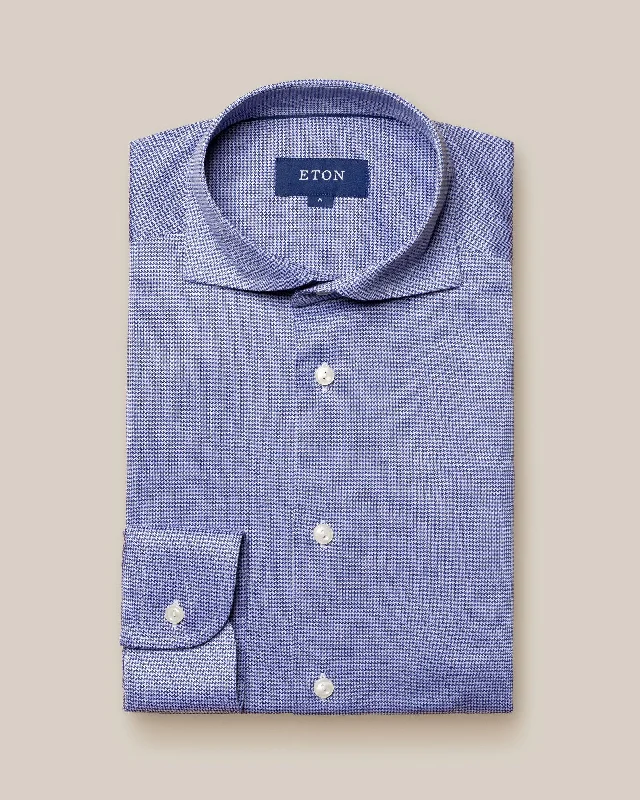 Weekend Bargains to Sizzle Mid Blue King Knit Stretch Slim Fit- ETON