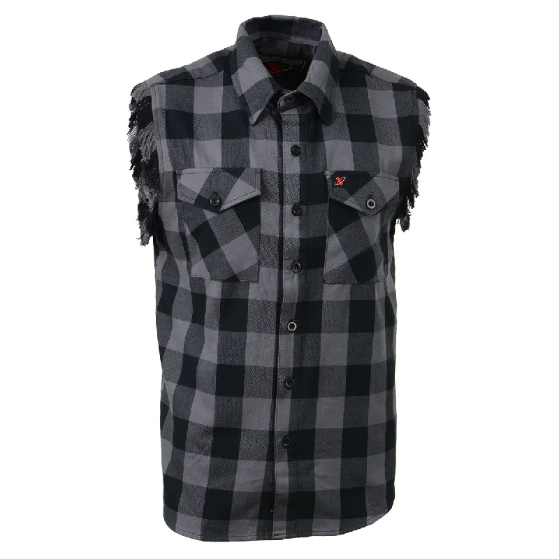 Season Finale Sale Milwaukee Leather MNG11689 Men’s Classic Black and Grey Button-Down Flannel Cut Off Frayed Sleeveless Casual Shirt Season Finale Sale Milwaukee Leather MNG11689 Men’s Classic Black and Grey Button-Down Flannel Cut Off Frayed Sleeveless Casual Shirt