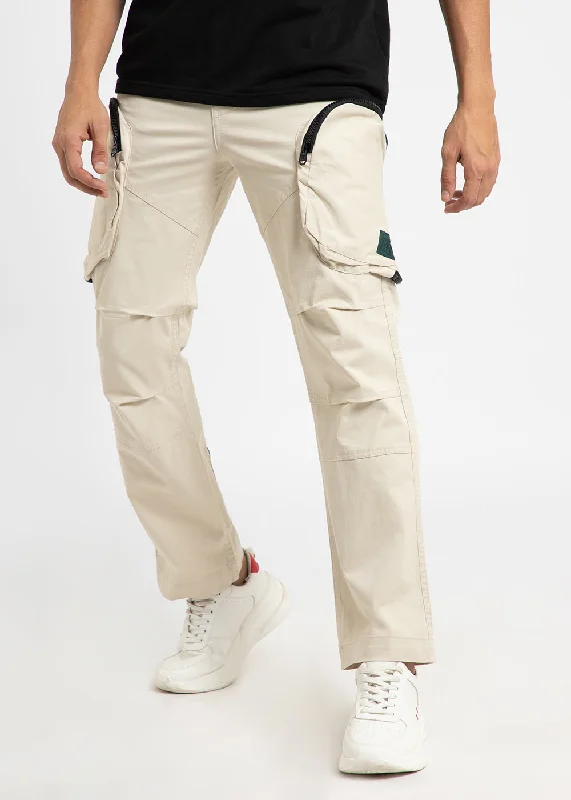 New Markdowns Beige Zipper Cargo Pant