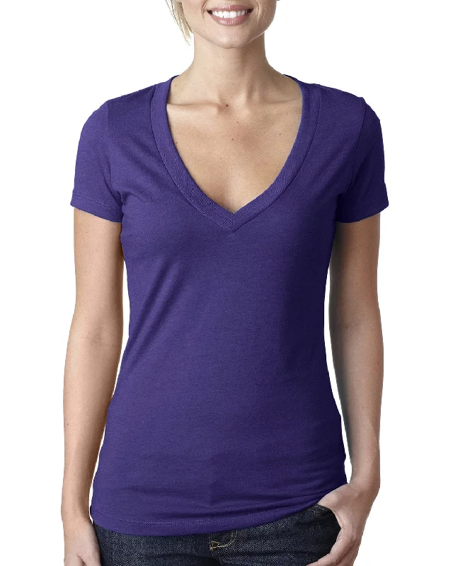 Low Prices Next Level Ladies CVC Deep V-Neck Tee | Purple Rush