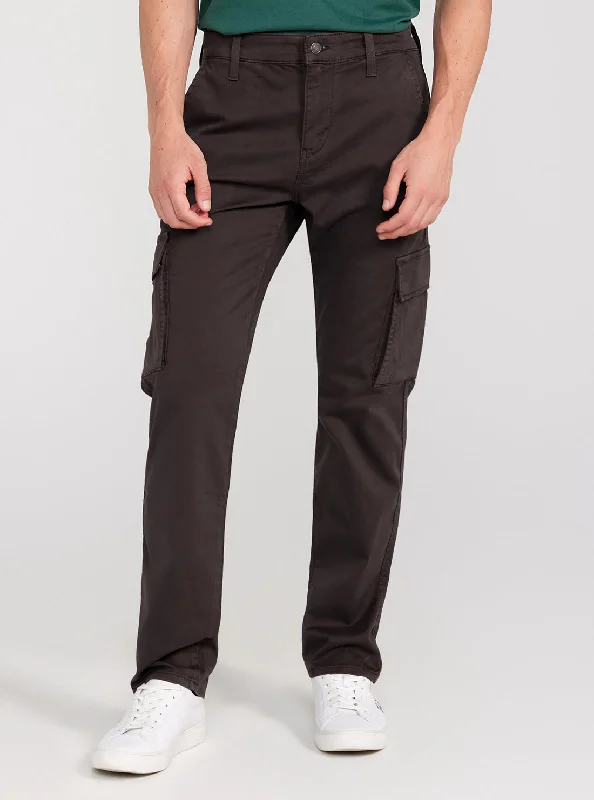 Celebrate the Weekend with Discounts Brown Sateen Coated Cargo Pants