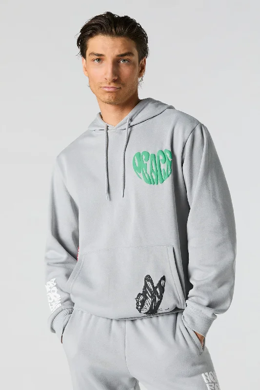 Weekend Savings Fiesta Hope for Best Puff Print Fleece Hoodie