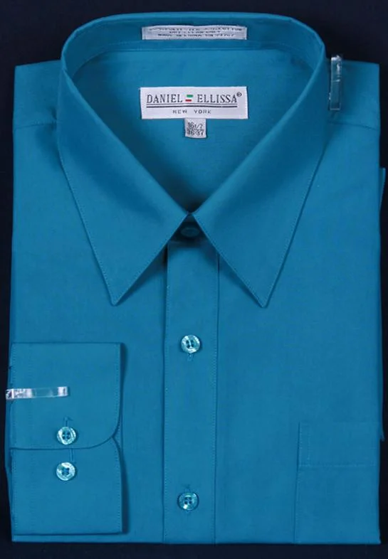 Online Only Men's Teal Blue Long Sleeve Dress Shirt