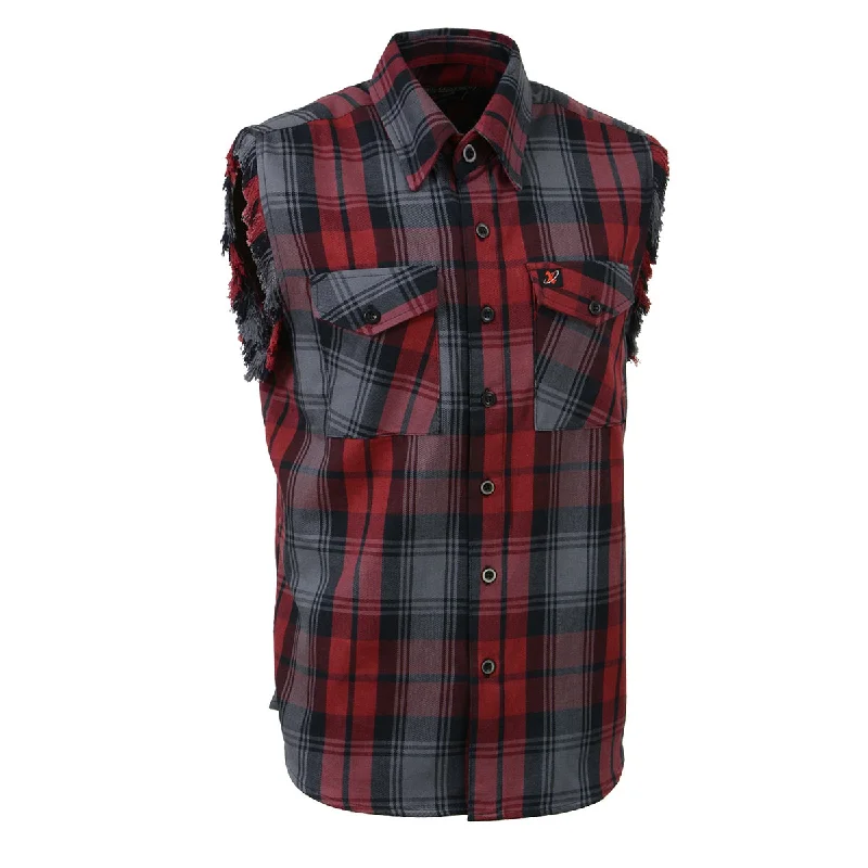 Get It Before It’s Gone Milwaukee Leather MNG11696 Men’s Classic Black and Grey with Red Button-Down Flannel Cut Off Frayed Sleeveless Casual Shirt Get It Before It’s Gone Milwaukee Leather MNG11696 Men’s Classic Black and Grey with Red Button-Down Flannel Cut Off Frayed Sleeveless Casual Shirt