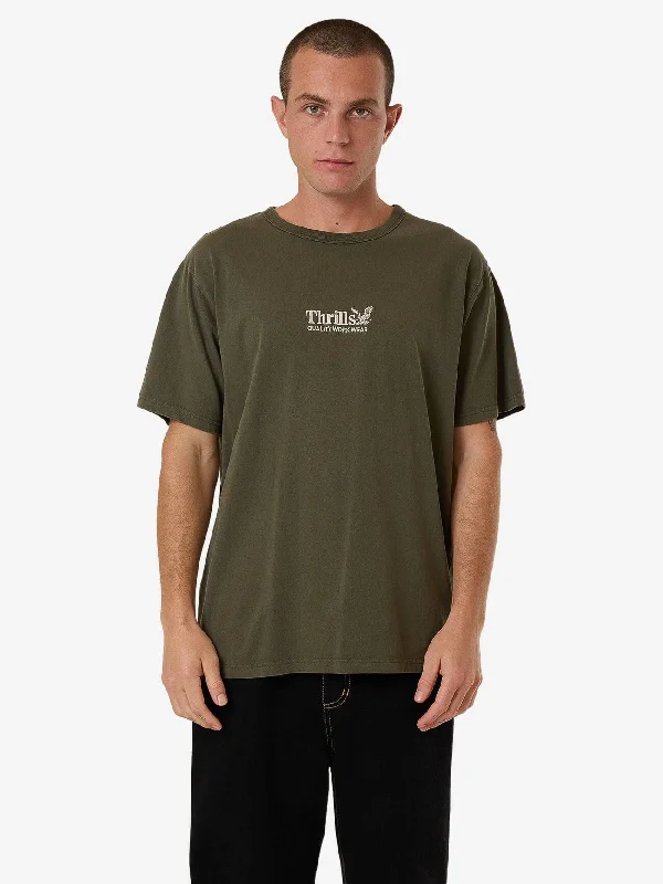 Don't Wait Thrills Workwear Embro Merch Fit Tee - Grape Leaf