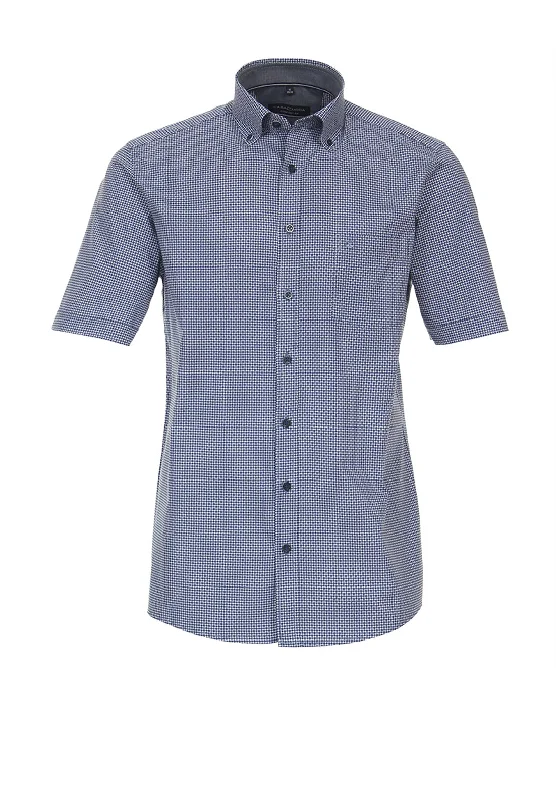 Half Price Casa Moda Geo Print Short Sleeve Shirt, Blue