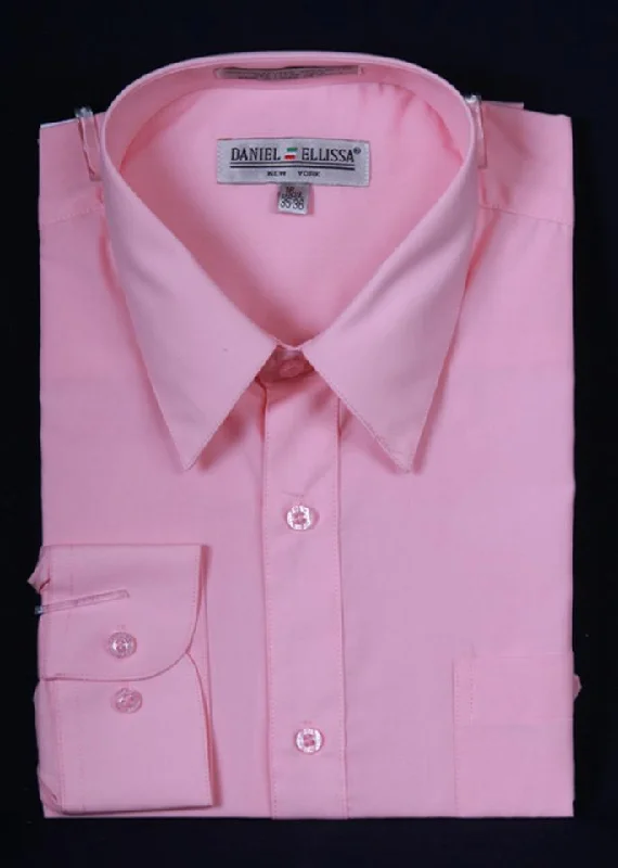 Stock Clearance Men's Pink Long Sleeve Dress Shirt