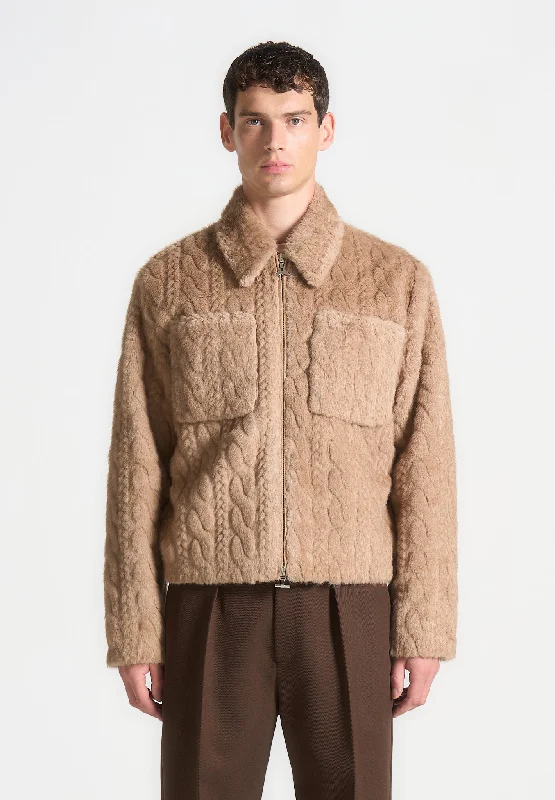 Weekend Bargains Await You Limited Edition Plush Cable Jacket - Taupe