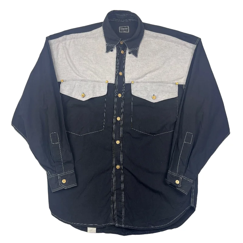 Final Sale Versace Black & Grey Button Down Shirt