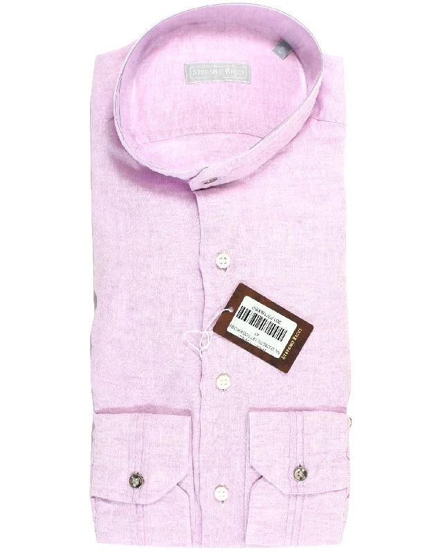 Lowest Price Stefano Ricci Linen Band Collar Shirt Pink 41 - 16 REDUCED SALE