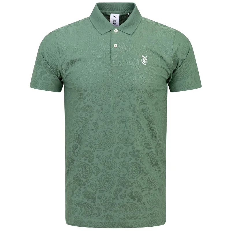Unwind with Weekend Discounts X QGC Jacquard Paisley Polo Deep Forest - SS24