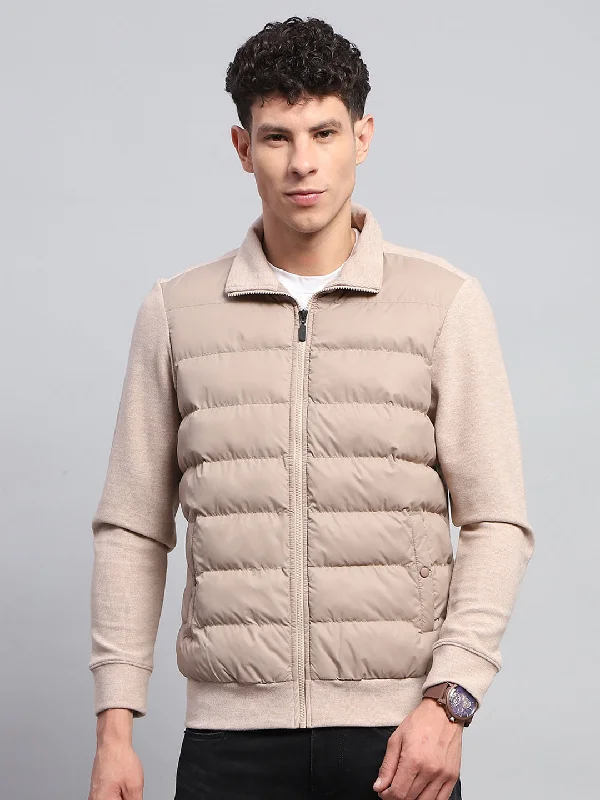 Daily Specials Men Beige Solid Collar Full Sleeve Jacket
