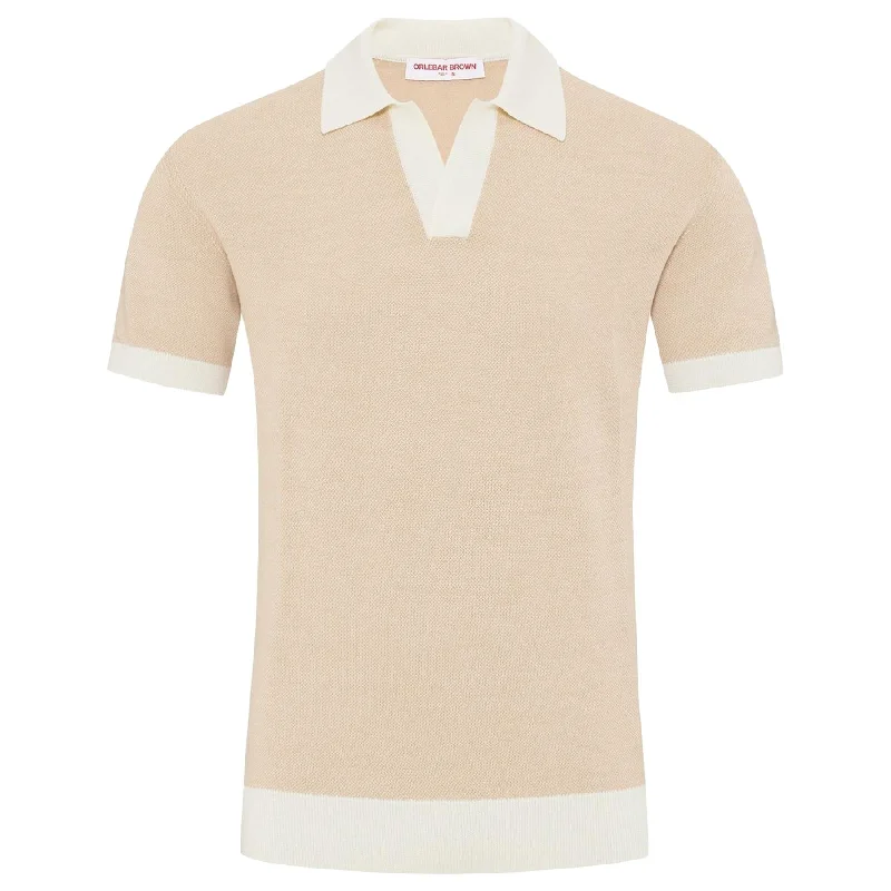 Reduced Price Horton Contrast Polo White Sand/Biscuit - AW24