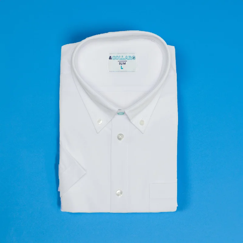 Discount Extravaganza Range Shirt - White Short Sleeve - Button Down Collar