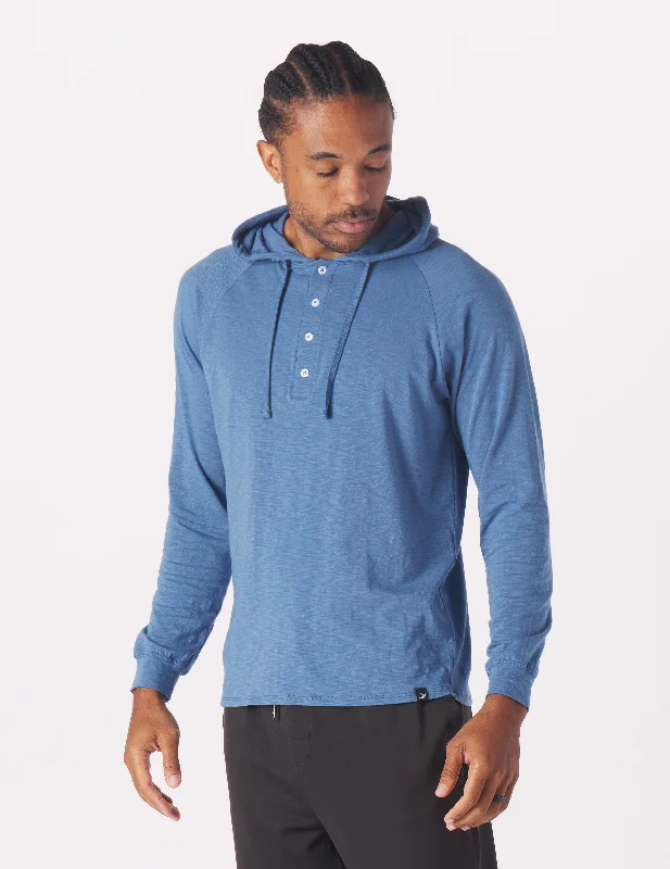 Act Now Low Tide Henley Hoodie: Lunar Sky
