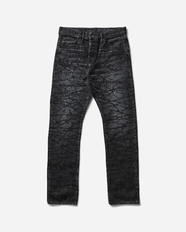 Deal Dash Men's Barbed Wire Denim Pants Black