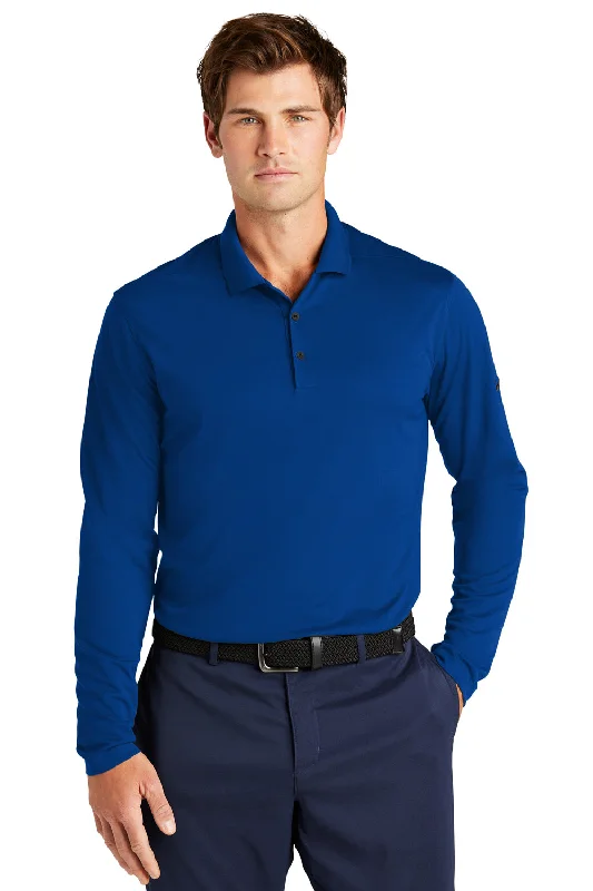 Sale Event Nike Mens Dri-Fit Moisture Wicking Micro Pique 2.0 Long Sleeve Polo Shirt - Gym Blue Sale Event Nike Mens Dri-Fit Moisture Wicking Micro Pique 2.0 Long Sleeve Polo Shirt - Gym Blue
