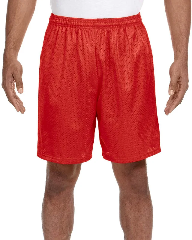 Super Sale A4 Adult Seven Inch Inseam Mesh Shorts | Scarlet