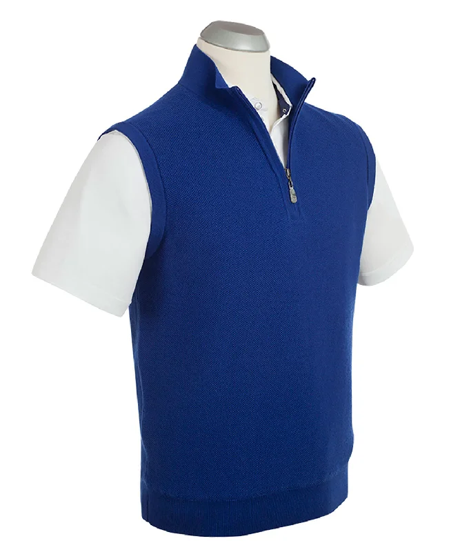 Bonus Offer Signature Merino Tuck-Stitch Quarter-Zip Lined Wind Sweater Vest
