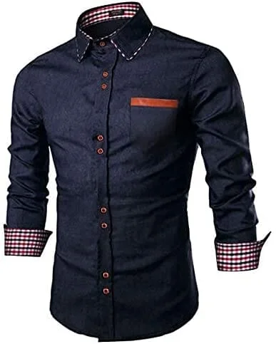 Pay Less Casual Long Sleeve Button Denim Shirt (US Only)