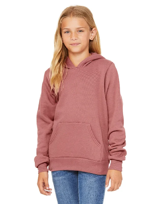 Can't Miss Bella+Canvas Youth Sponge Fleece Pullover Hooded Sweatshirt | Mauve