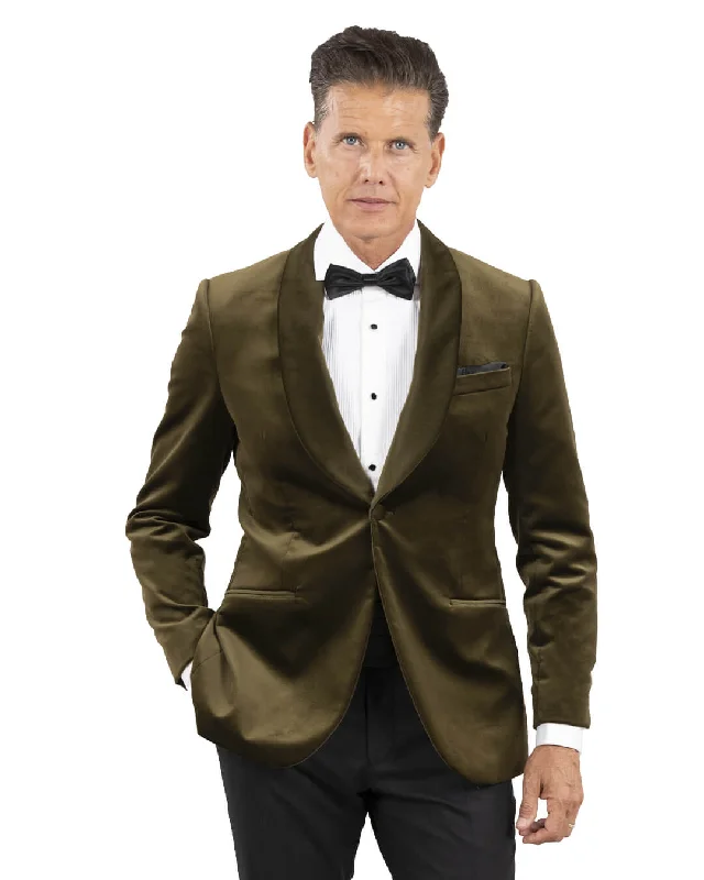 Price Meltdown Jacket Shawl Collar Velvet Olive