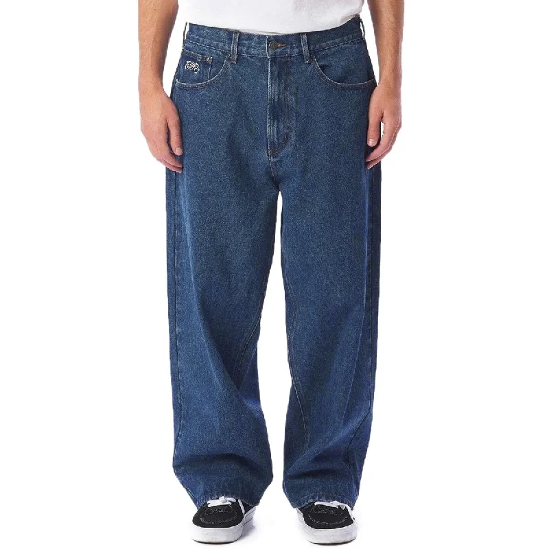 Early Bird Obey Bigwig Baggy Denim Jeans - Stone Wash Indigo