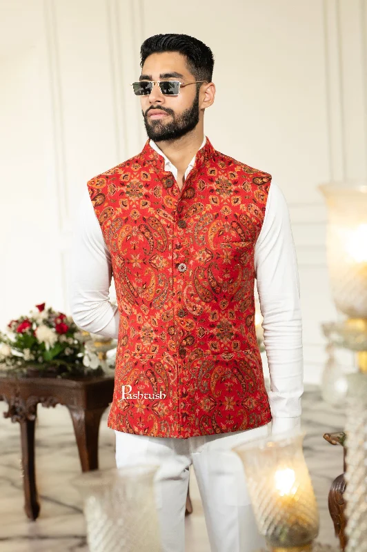 Quick Deals Pashtush Mens Faux Pashmina Jacket, Antique Design, Multicolour