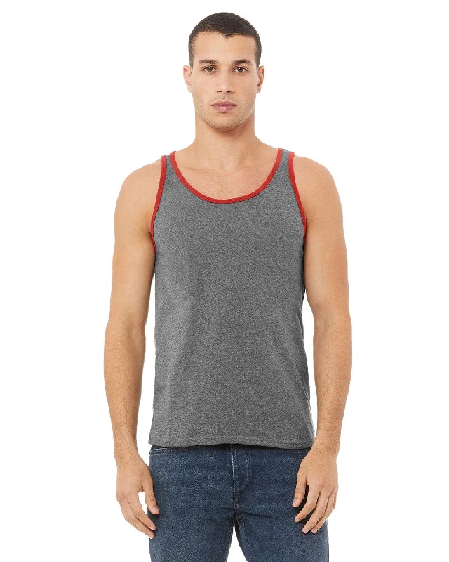 Weekend Bargains to Sizzle Bella+Canvas Unisex Jersey Tank | Deep Hthr/ Red