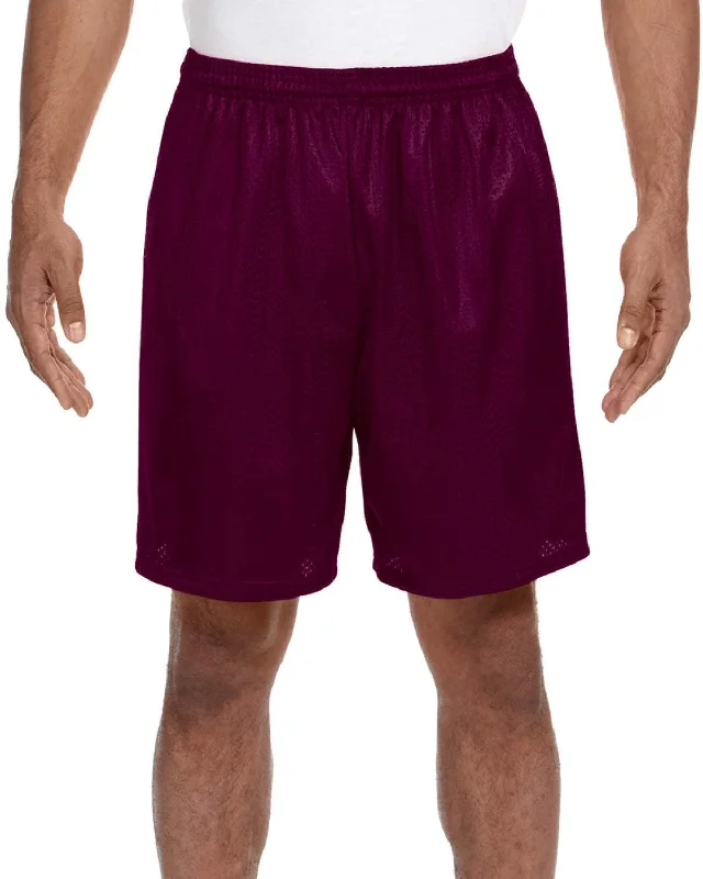 Stock Clearance A4 Adult Seven Inch Inseam Mesh Shorts | Maroon